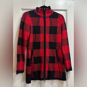 Adrienne Vittadini Buffalo Plaid Jacket Size Small Red Black